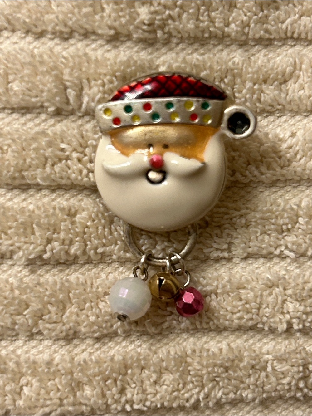 Vintage Santa brooch pin with festive Balls